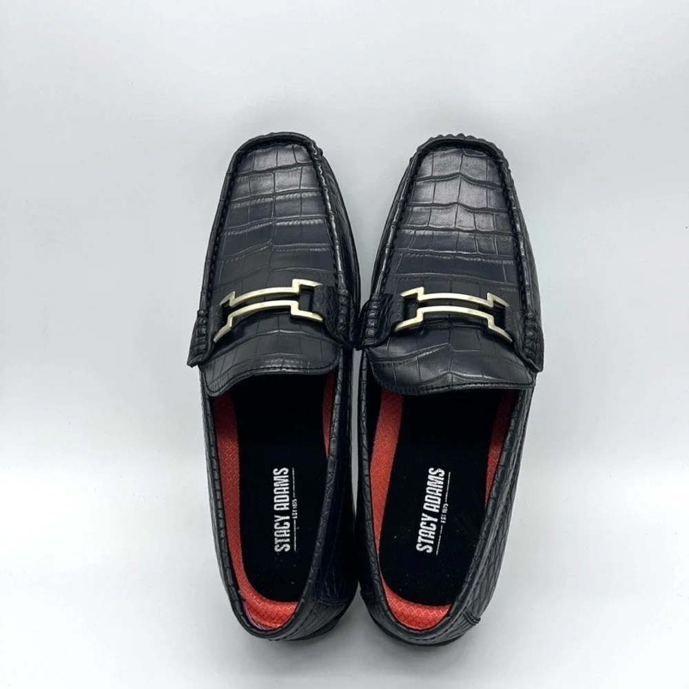 Stacy Adams Embrey Moc Toe Bit Slip-On Dress Men's‎ Shoes Black US 9M
